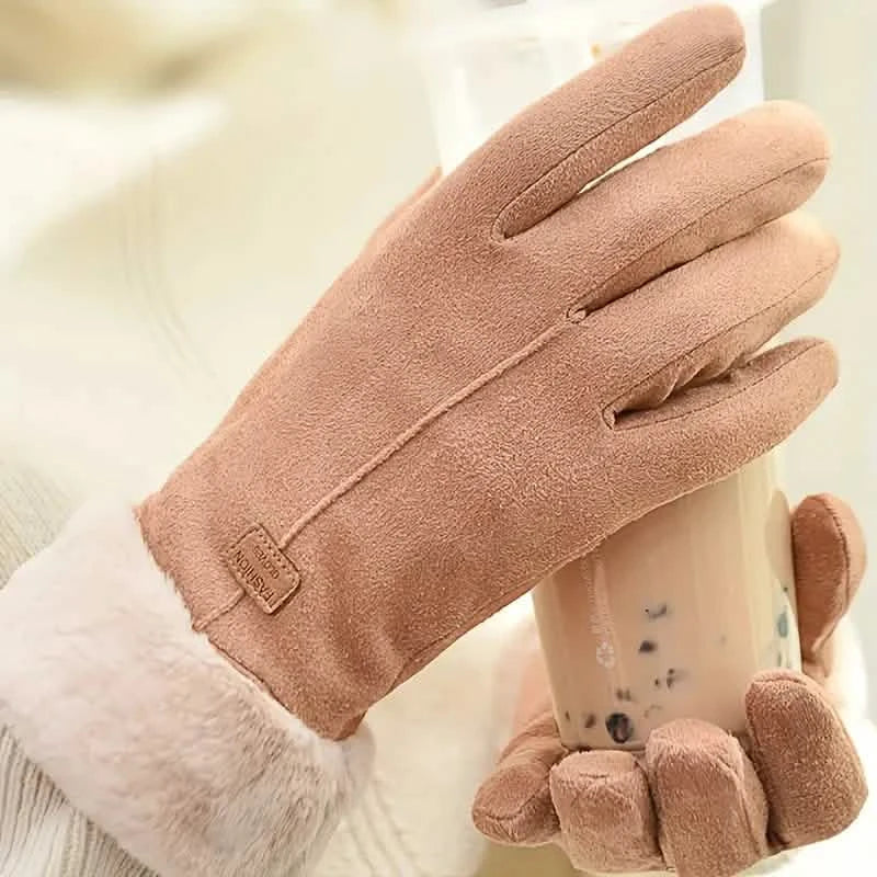 Cashmere Warm Suede Leather Plush Touch Screen Gloves Gloves, Scarves & Earmuffs - Tophatter Daily Deals