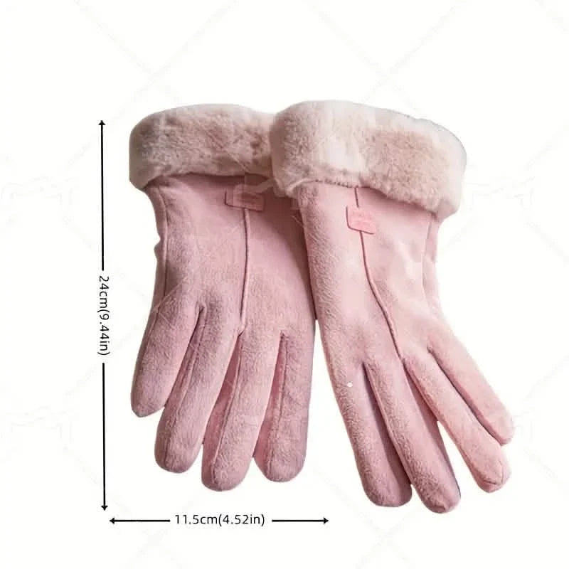 Cashmere Warm Suede Leather Plush Touch Screen Gloves Gloves, Scarves & Earmuffs - Tophatter Daily Deals