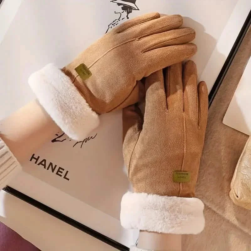 Cashmere Warm Suede Leather Plush Touch Screen Gloves Gloves, Scarves & Earmuffs - Tophatter Daily Deals