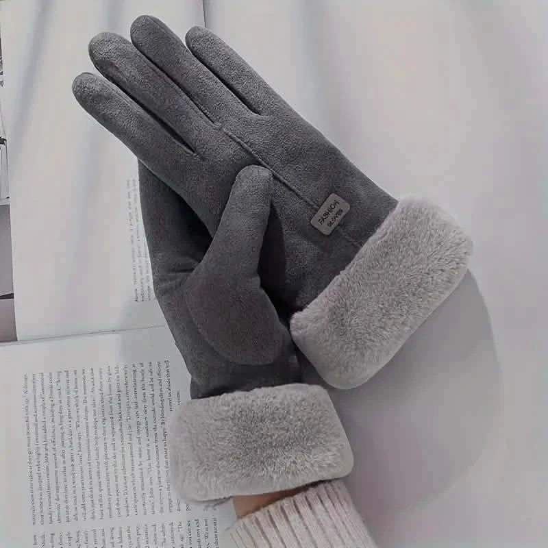 Cashmere Warm Suede Leather Plush Touch Screen Gloves Gloves, Scarves & Earmuffs - Tophatter Daily Deals