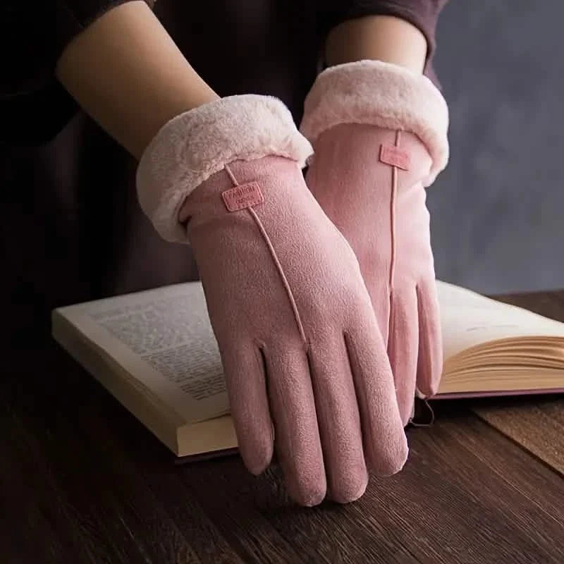 Cashmere Warm Suede Leather Plush Touch Screen Gloves Gloves, Scarves & Earmuffs - Tophatter Daily Deals