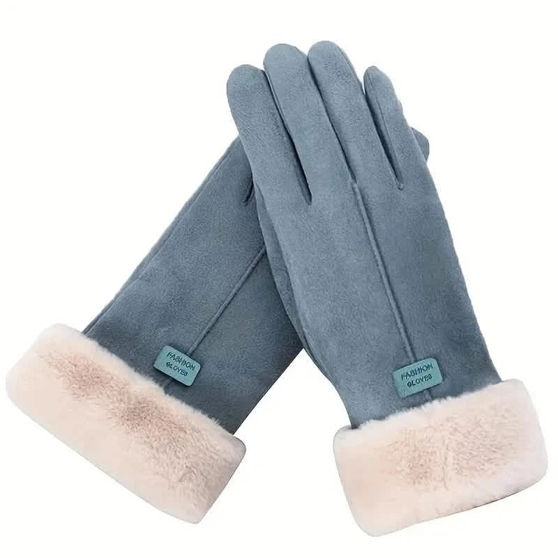 Cashmere Warm Suede Leather Plush Touch Screen Gloves Sky Blue Gloves, Scarves & Earmuffs - Tophatter Daily Deals