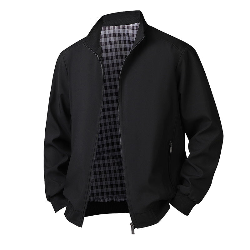 Men Casual Autumn Spring Stand Collar Windbreaker Sport Coat Black Men's Clothing - Tophatter Daily Deals