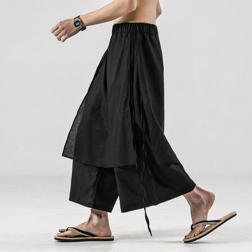 Casual Cotton Fabric Drop Crotch Gothic Punk Style Pants Black Pants - Tophatter Daily Deals