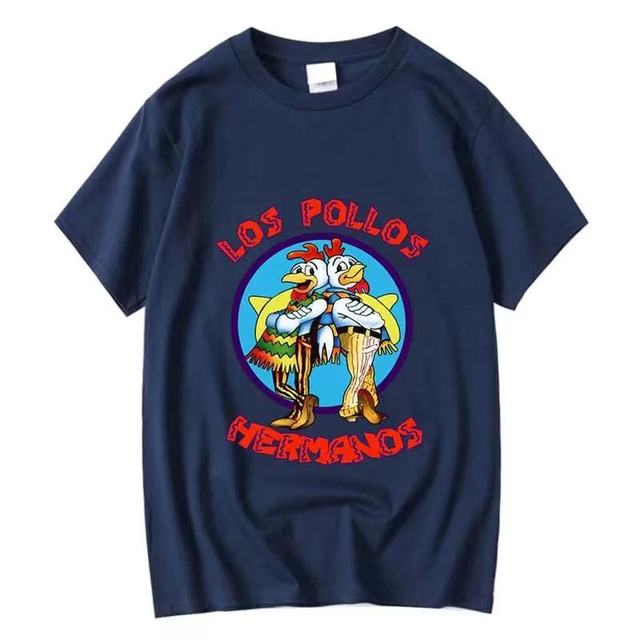 Casual Cotton Funny Chicken Brothers T Shirt Navy Blue Tee - Tophatter Daily Deals