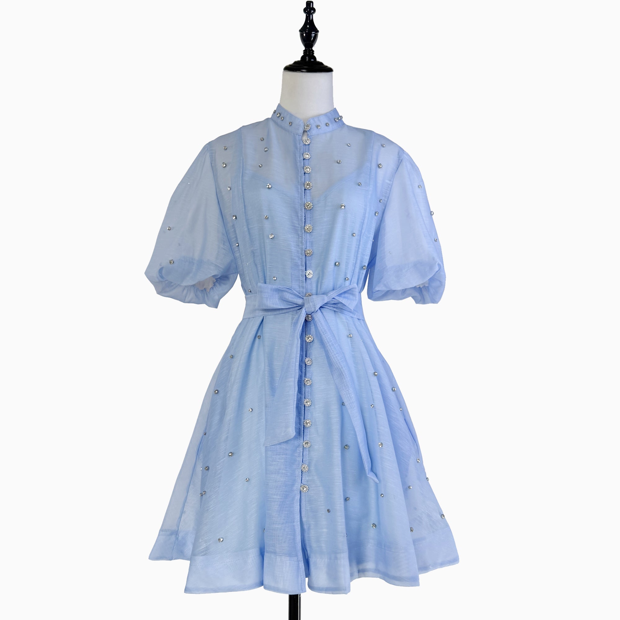 Casual Crystal Beading Short Formal Dress Blue Mini Dresses - Tophatter Daily Deals