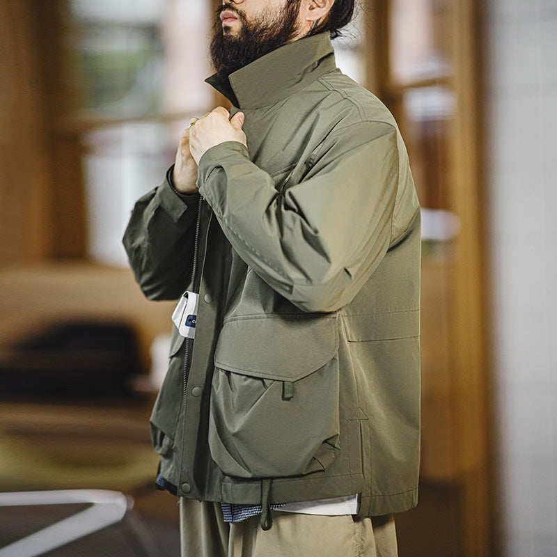 Casual Lapel Jacket Windbreaker Large Pockets Coats Men Jackets - Tophatter Daily Deals