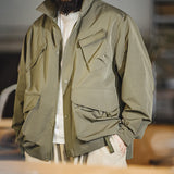 Casual Lapel Jacket Windbreaker Large Pockets Coats Men Jackets - Tophatter Daily Deals
