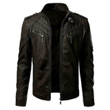 Casual Leather Stand-up Collar Jacket Coat Brown Car and Motorcycle Accessories - Tophatter Daily Deals