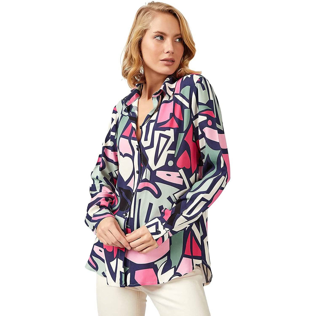 Casual Long Sleeve Button Down Shirts Tops Women's Tops - Tophatter Daily Deals