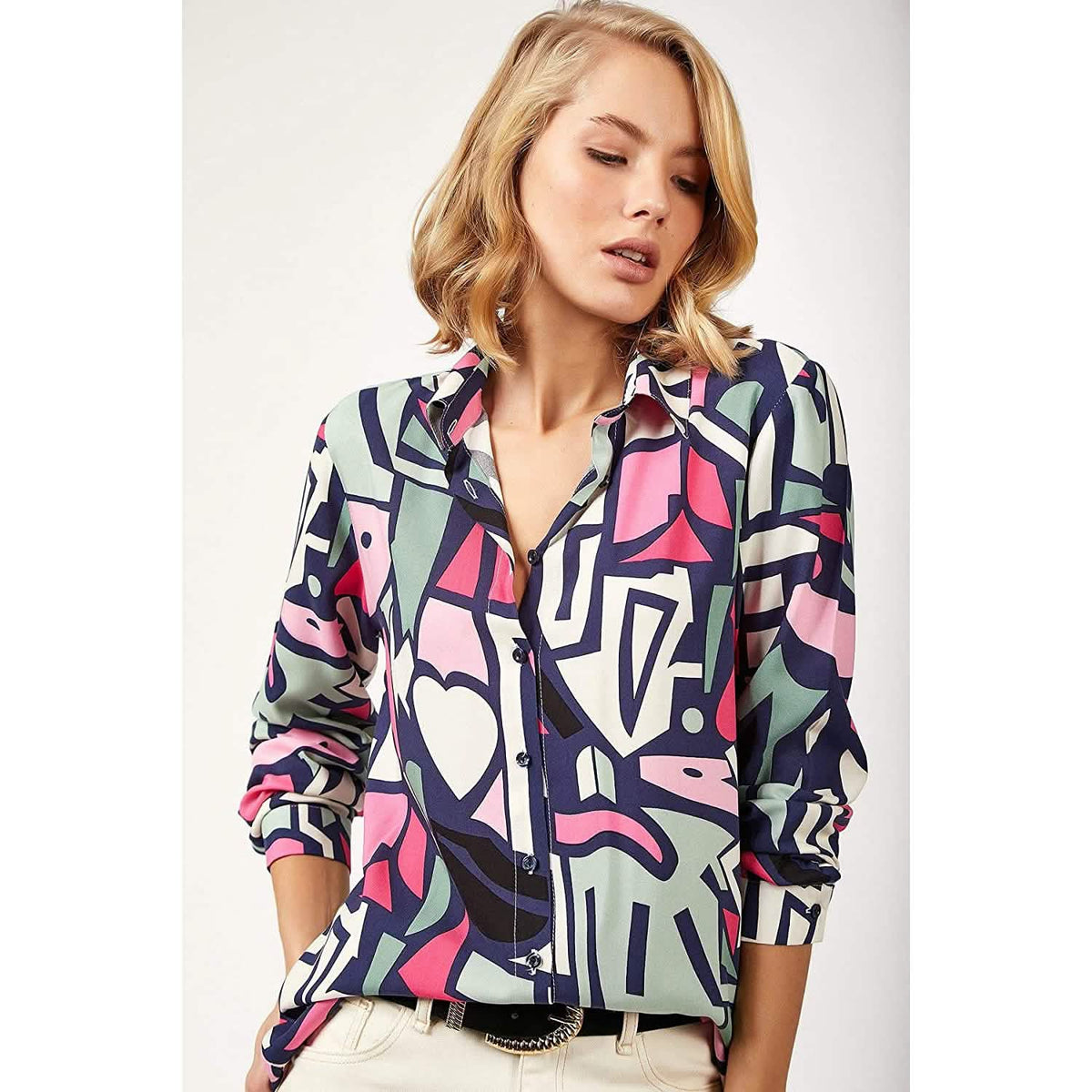 Casual Long Sleeve Button Down Shirts Tops Women's Tops - Tophatter Daily Deals