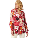 Casual Long Sleeve Button Down Shirts Tops Red Women's Tops - Tophatter Daily Deals