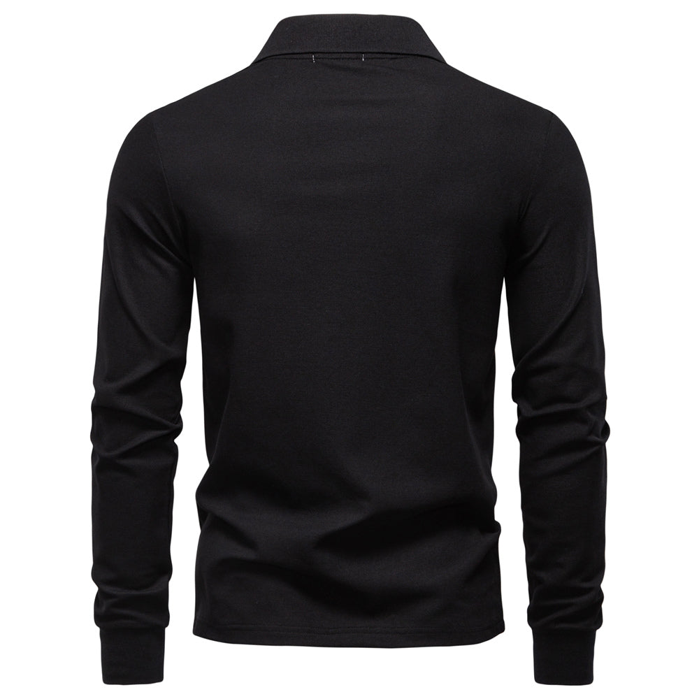 Casual Long Sleeve Cotton Business Polo Shirt Men's Clothing - Tophatter Daily Deals