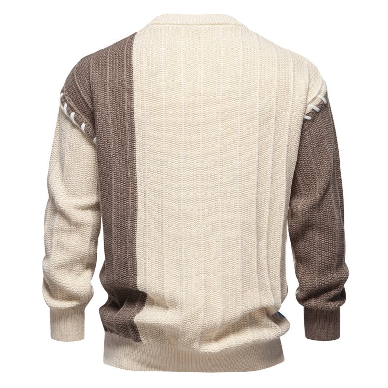 Casual Men Clothing Black Spliced Pullovers Sweater Men's Clothing - Tophatter Daily Deals
