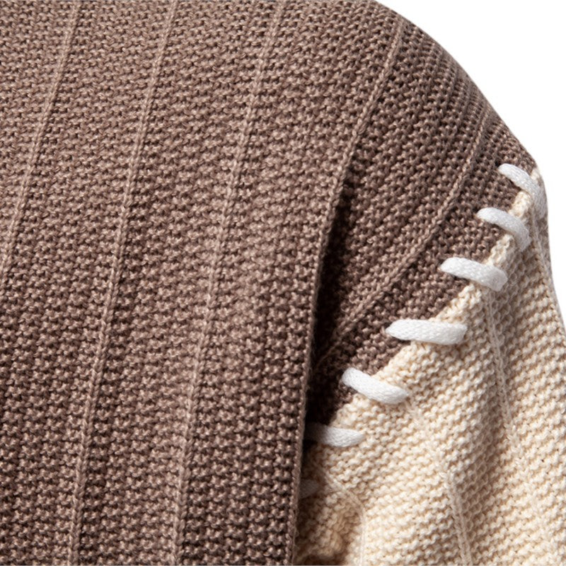 Casual Men Clothing Black Spliced Pullovers Sweater Men's Clothing - Tophatter Daily Deals