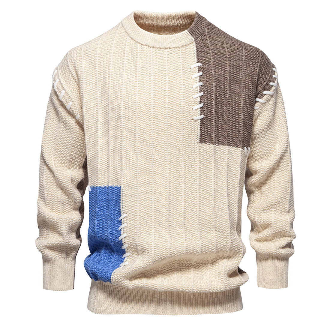 Casual Men Clothing Black Spliced Pullovers Sweater Men's Clothing - Tophatter Daily Deals