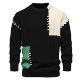 Casual Men Clothing Black Spliced Pullovers Sweater Black Men's Clothing - Tophatter Daily Deals