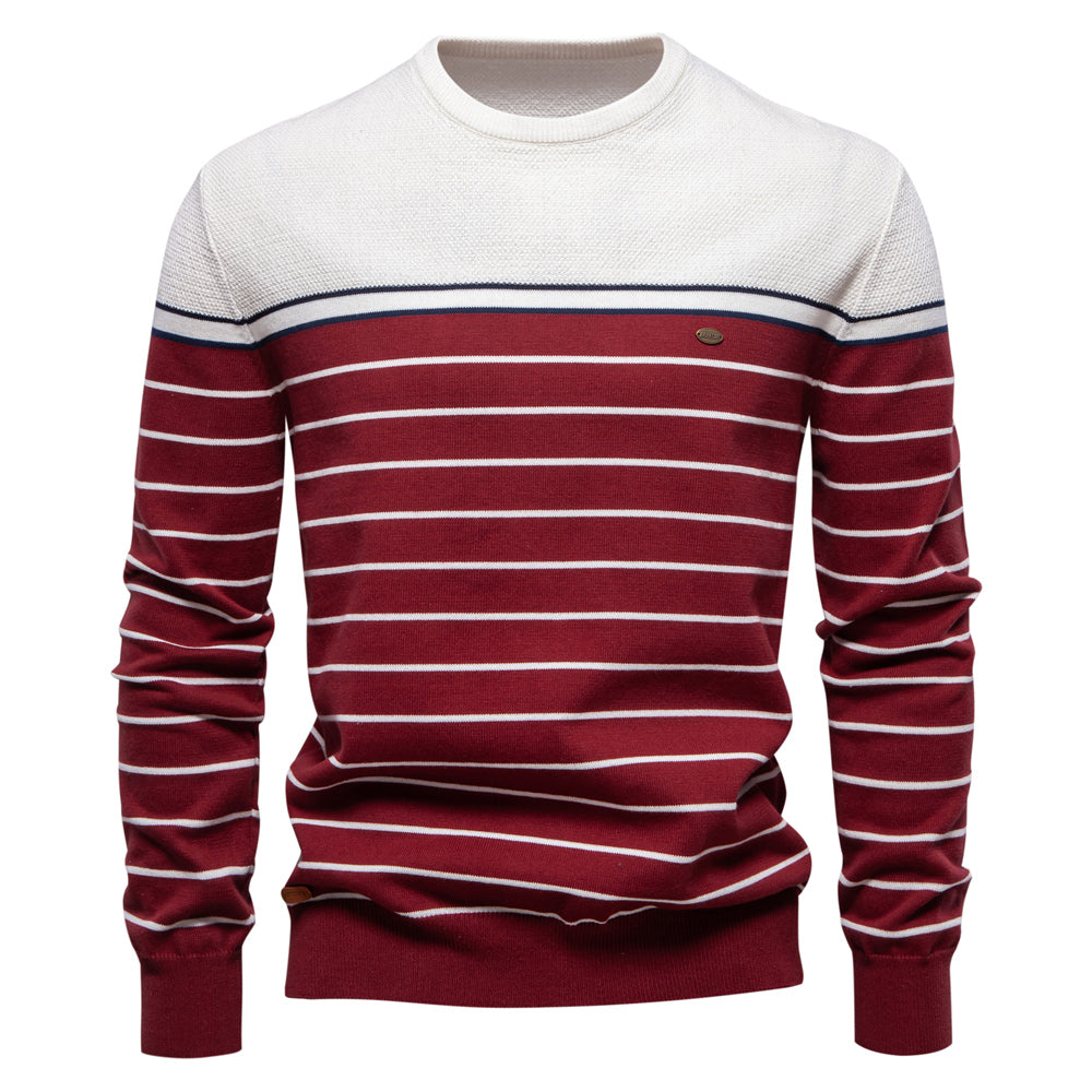 Casual O-neck Cotton Pullover Men Sweater Beige Men's Clothing - Tophatter Daily Deals