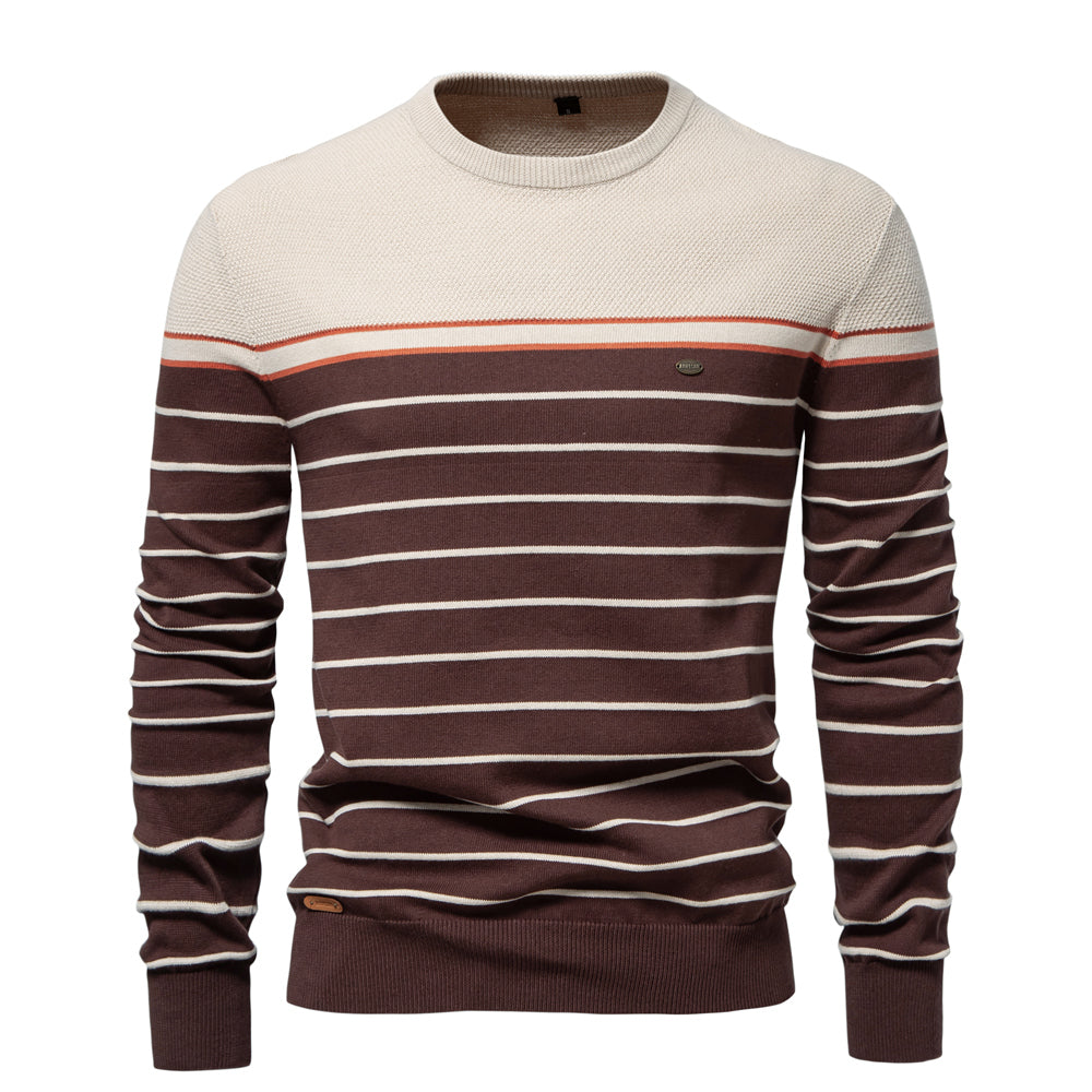 Casual O-neck Cotton Pullover Men Sweater Khaki Men's Clothing - Tophatter Daily Deals