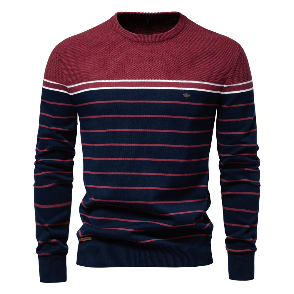 Casual O-neck Cotton Pullover Men Sweater Red Men's Clothing - Tophatter Daily Deals