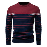 Casual O-neck Cotton Pullover Men Sweater Red Men's Clothing - Tophatter Daily Deals