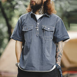 Casual Outdoor Collection Blue Short Sleeve Shirt Navy Blue Men's Shirts - Tophatter Daily Deals