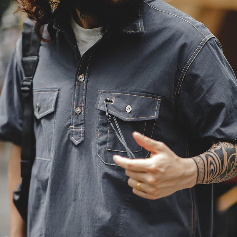 Casual Outdoor Collection Blue Short Sleeve Shirt Men's Shirts - Tophatter Daily Deals
