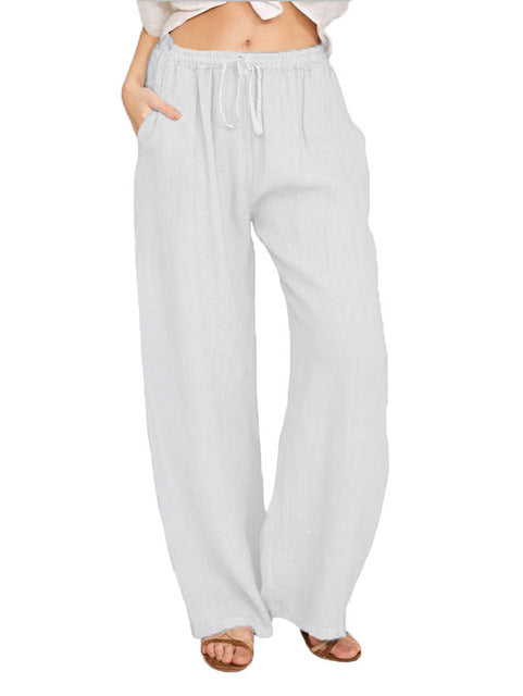 Casual Pants Female Loose Pants White Jumpsuits & Pants - Tophatter Daily Deals