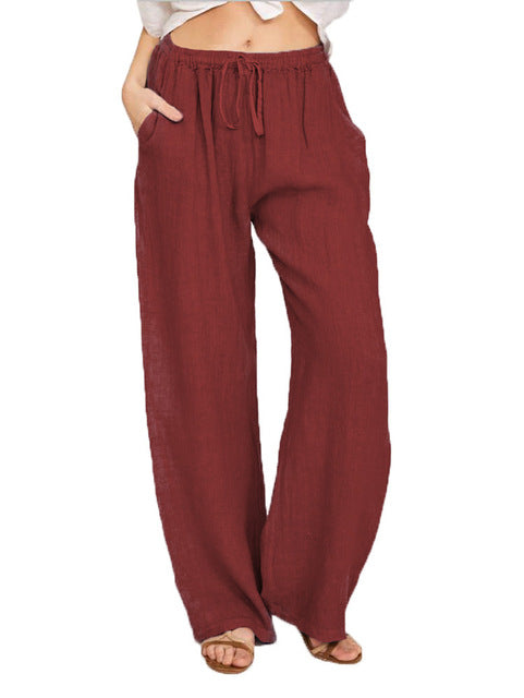 Casual Pants Female Loose Pants Burgundy Jumpsuits & Pants - Tophatter Daily Deals