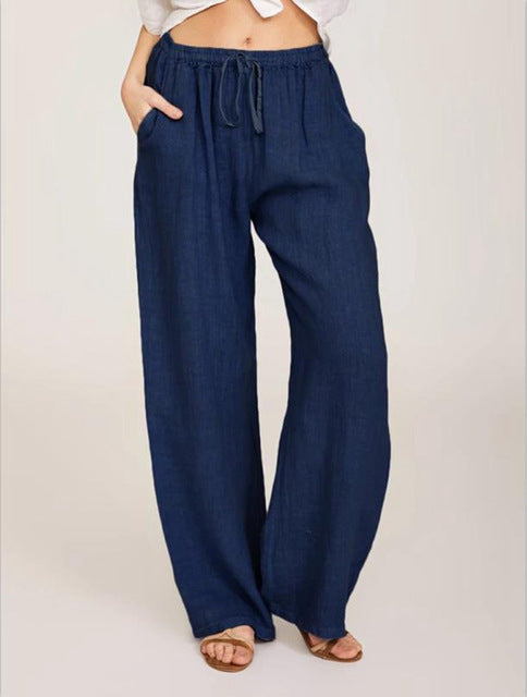 Casual Pants Female Loose Pants Deep Blue Jumpsuits & Pants - Tophatter Daily Deals