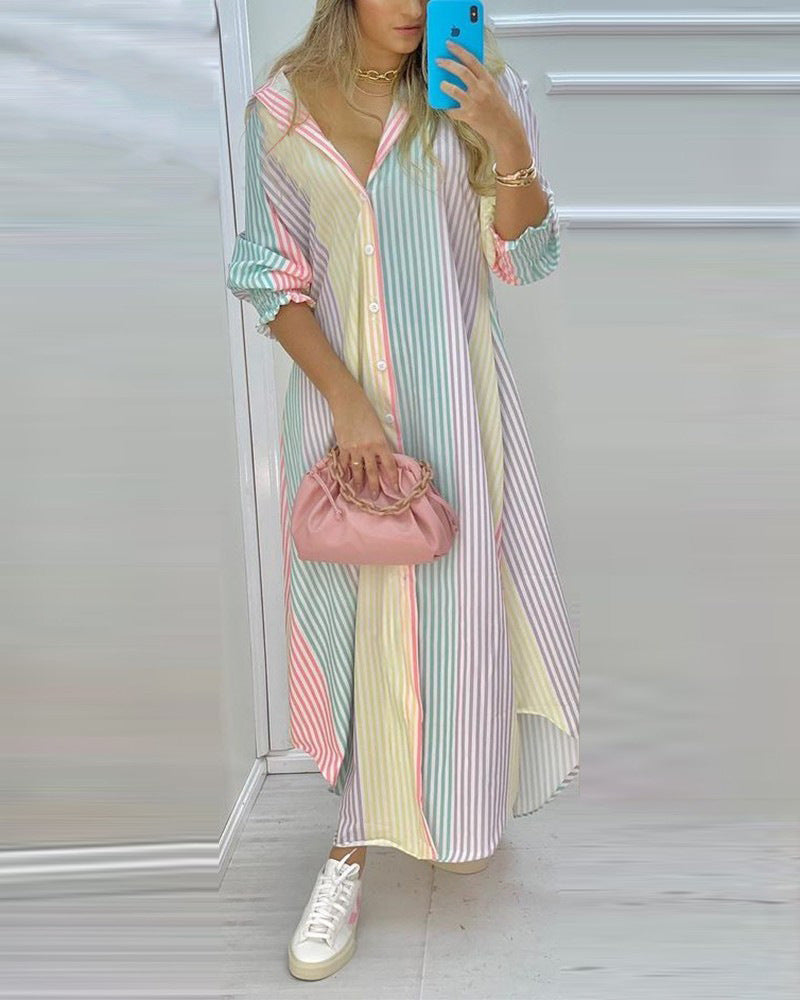 Casual Shirt Dress Maxi Dresses - Tophatter Daily Deals
