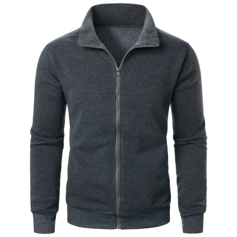 Casual Solid Color Warm Outdoor Zipper Coats Dark Gray Men Jackets - Tophatter Daily Deals