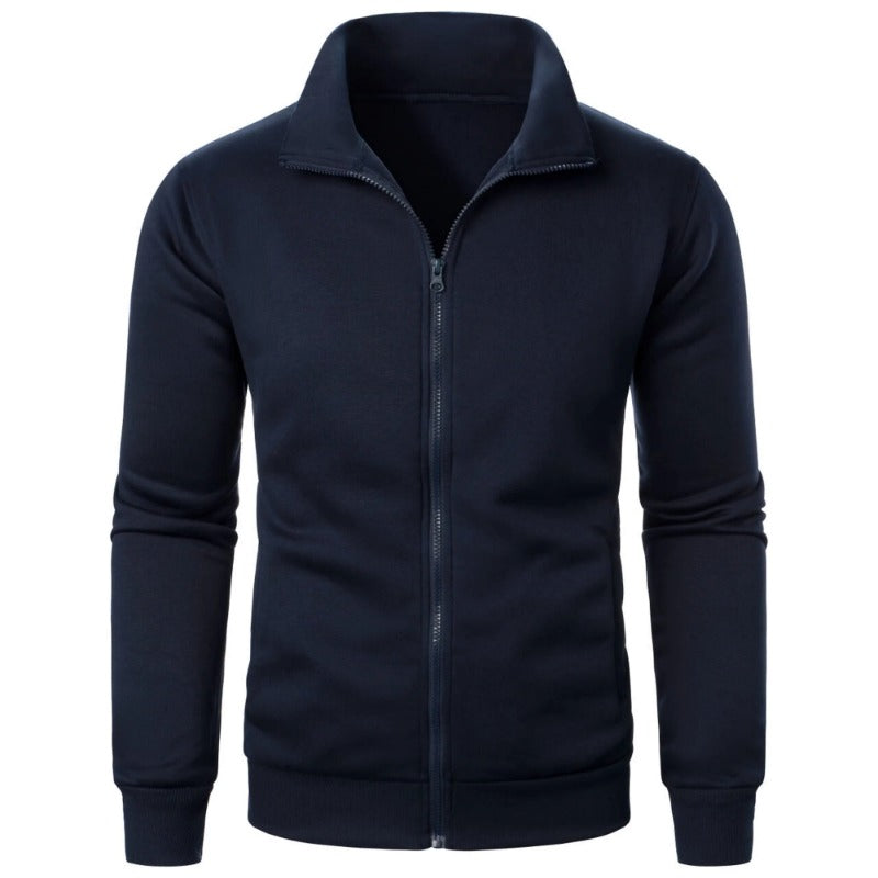 Casual Solid Color Warm Outdoor Zipper Coats Navy Men Jackets - Tophatter Daily Deals