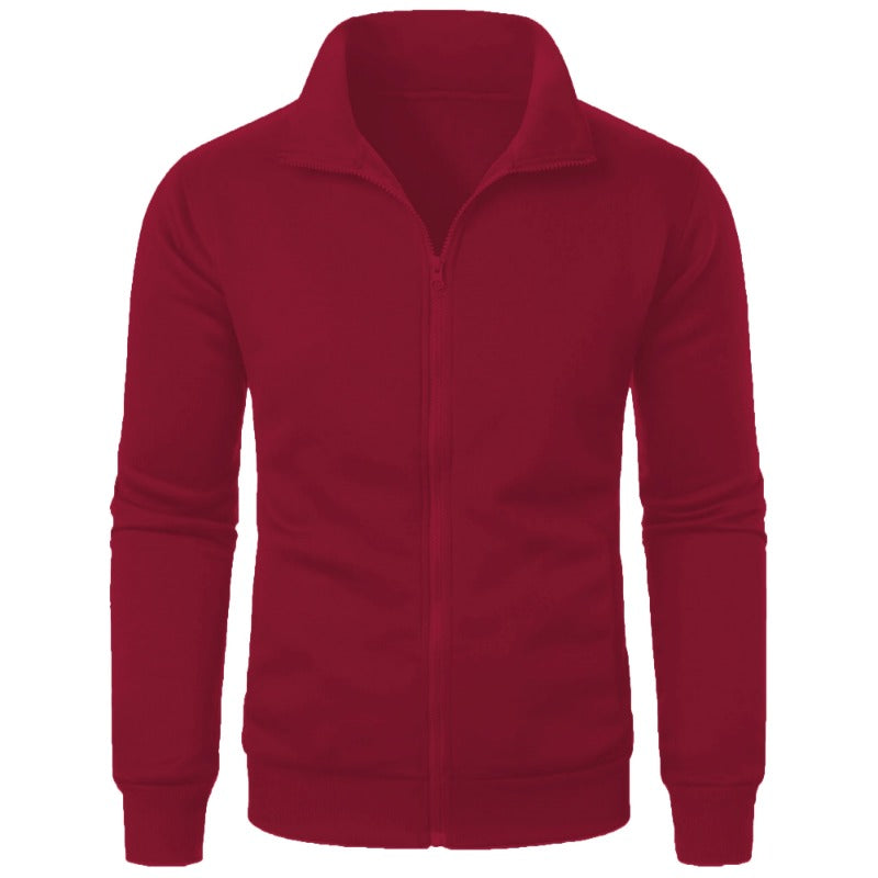 Casual Solid Color Warm Outdoor Zipper Coats Burgundy Men Jackets - Tophatter Daily Deals