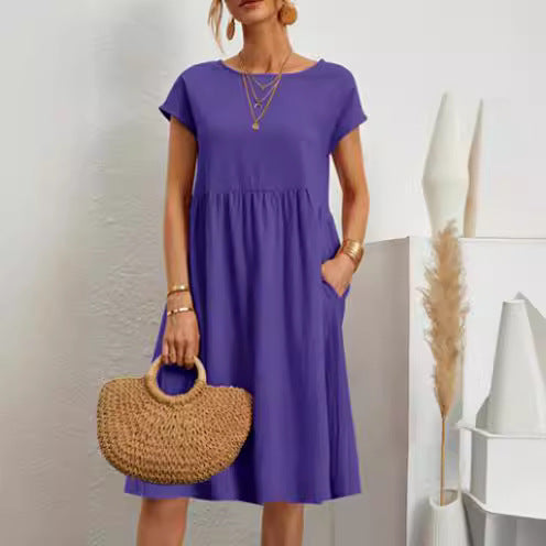 Casual Splicing Pocket Midi Dress Midi Dresses - Tophatter Daily Deals