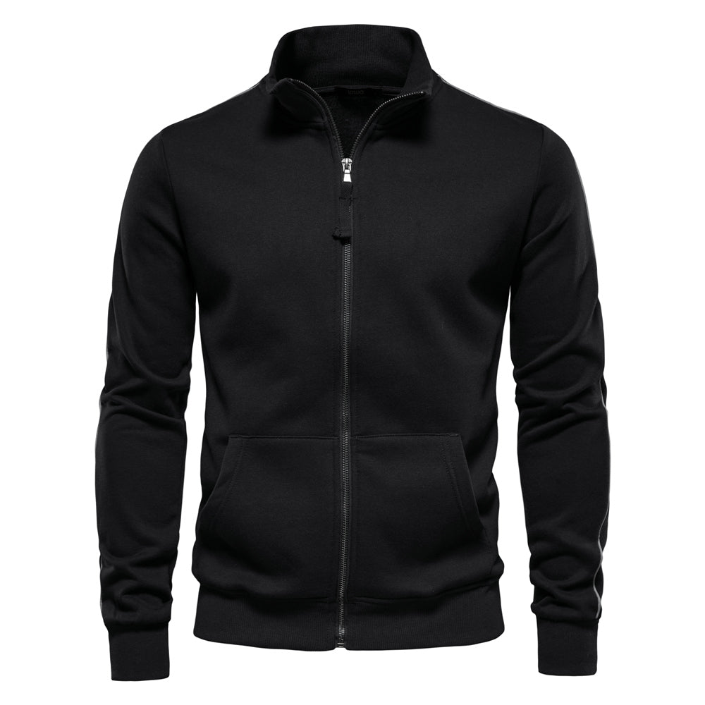 Casual Sport Cardigan Jacket Sweatshirt for Men Black Men Jackets - Tophatter Daily Deals