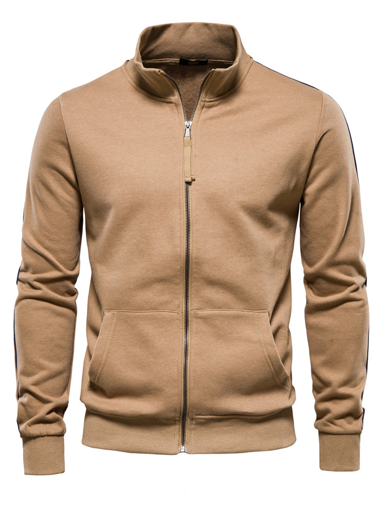 Casual Sport Cardigan Jacket Sweatshirt for Men Khaki Men Jackets - Tophatter Daily Deals