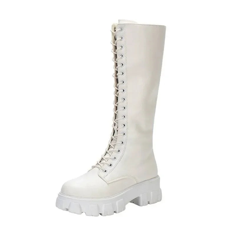 Casual White Black Luxury Platform Women Knee High Boots Boots - Tophatter Daily Deals