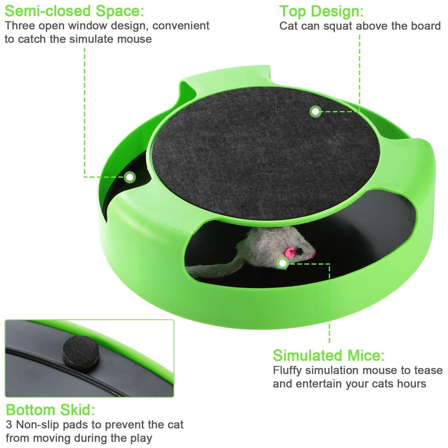 Cat Interactive Scratching Toy with Rotating Running Mouse Pet Supplies - Tophatter Daily Deals