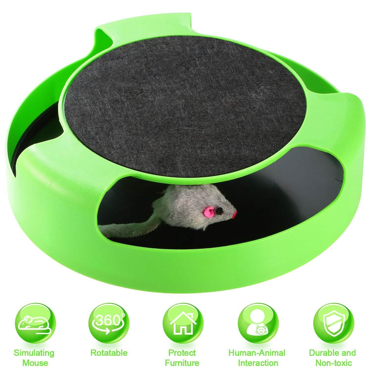 Cat Interactive Scratching Toy with Rotating Running Mouse Pet Supplies - Tophatter Daily Deals