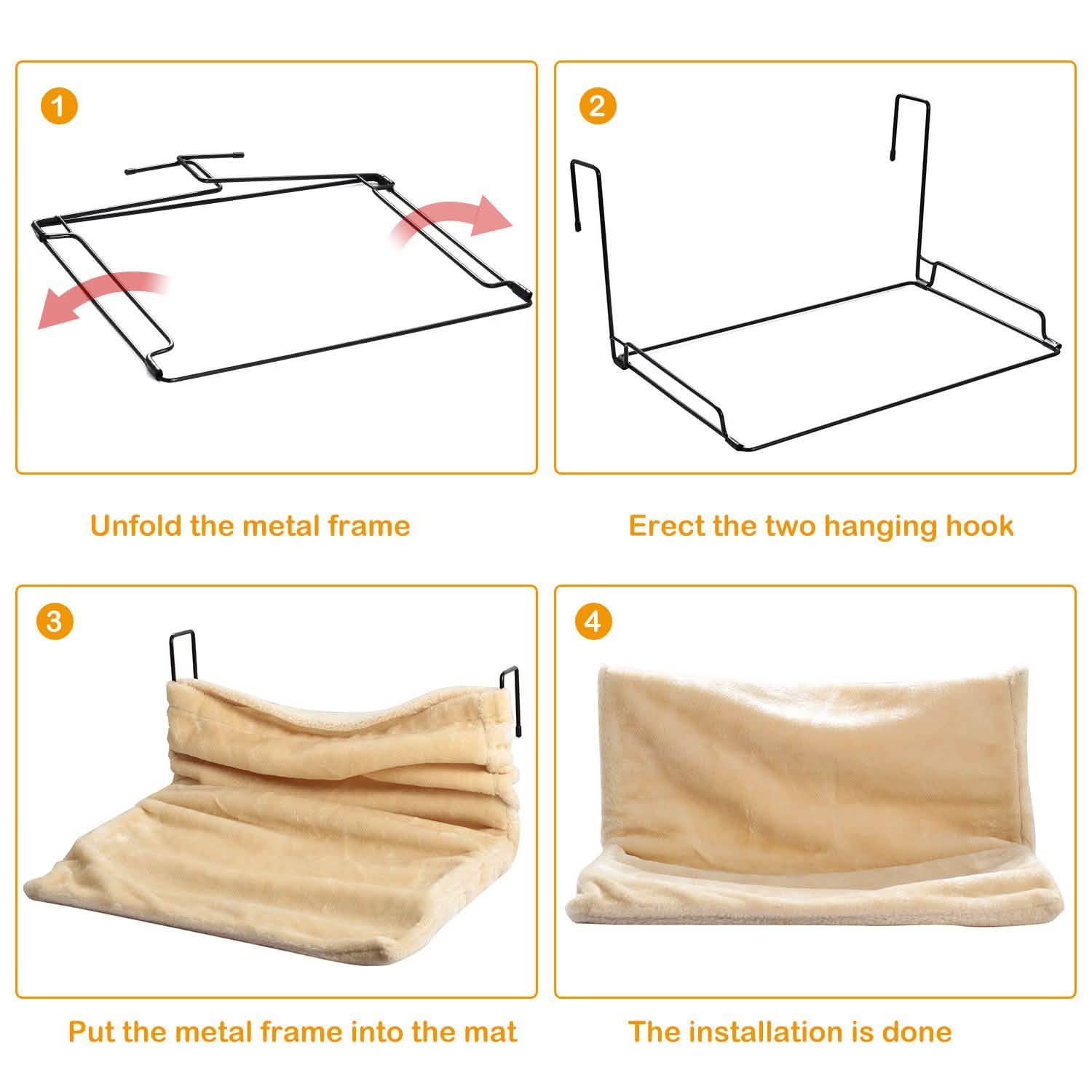 Cat Radiator Bed Pet Hammock Hanging Mat Blanket with Metal Frame Pet Supplies - Tophatter Daily Deals