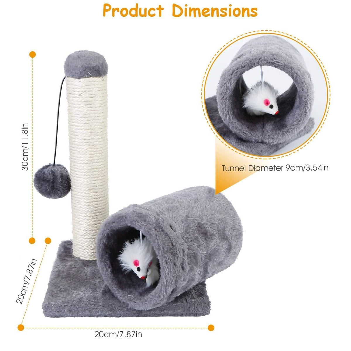 Cat Sisal Scratch Post Toy with Tunnel Pet Supplies - Tophatter Daily Deals