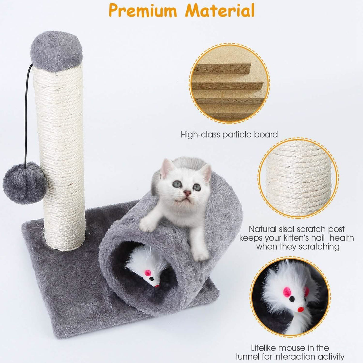 Cat Sisal Scratch Post Toy with Tunnel Pet Supplies - Tophatter Daily Deals