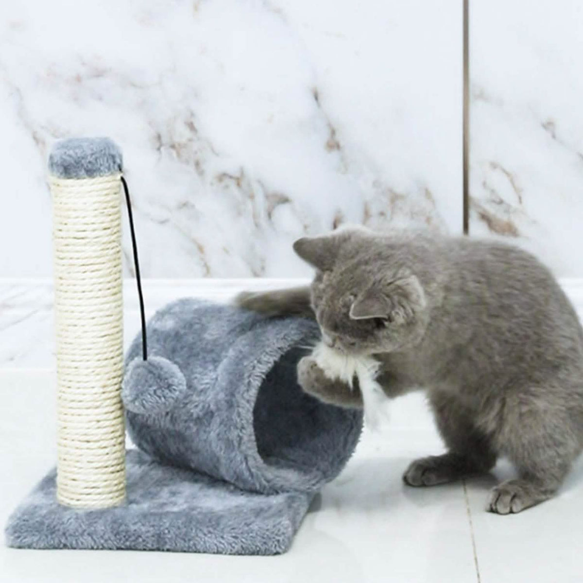 Cat Sisal Scratch Post Toy with Tunnel Pet Supplies - Tophatter Daily Deals