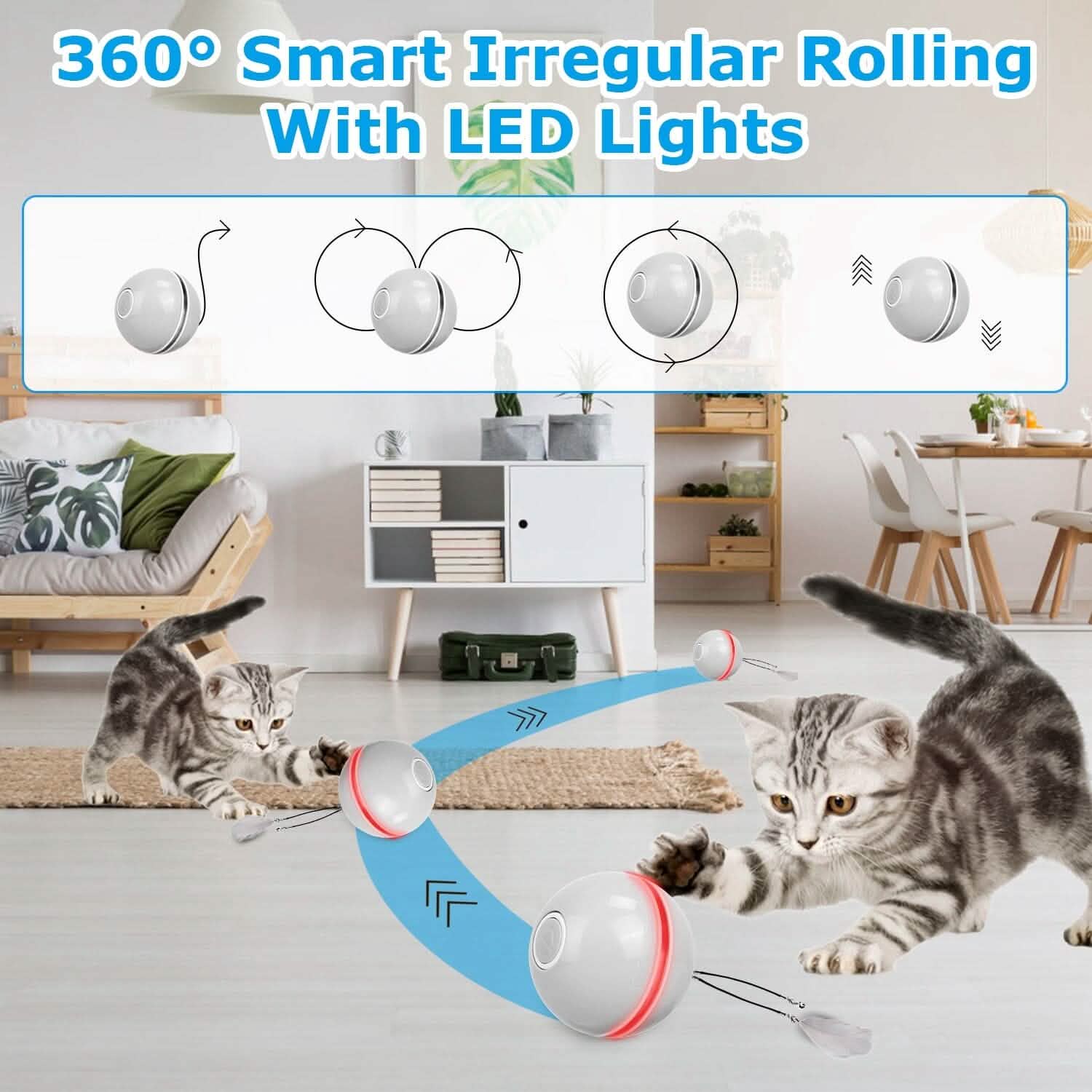 Cat Teaser Ball Automatic Self Rotating Interactive Cat Motion Exercise Toy Pet Supplies - Tophatter Daily Deals