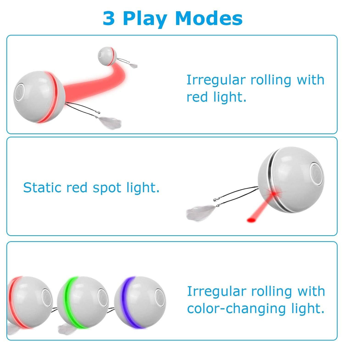 Cat Teaser Ball Automatic Self Rotating Interactive Cat Motion Exercise Toy Pet Supplies - Tophatter Daily Deals