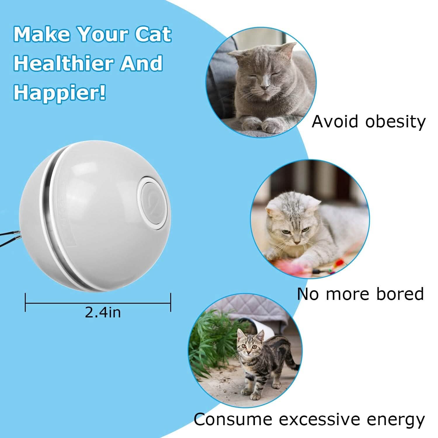 Cat Teaser Ball Automatic Self Rotating Interactive Cat Motion Exercise Toy Pet Supplies - Tophatter Daily Deals