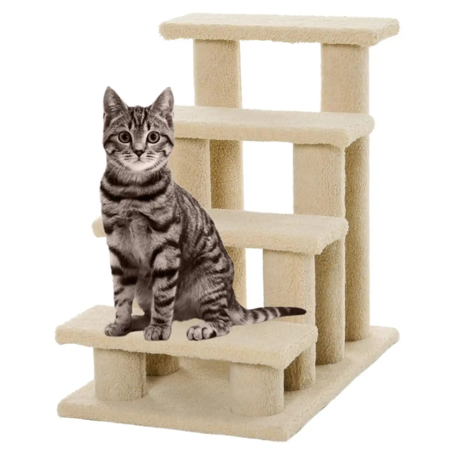 Cat Bed Stairs – Soft 4 Step Pet Stairs for Dog Cat Climb Ladder Plush Steps for Easy Access to Bed and Furniture Pet Products - Tophatter Daily Deals