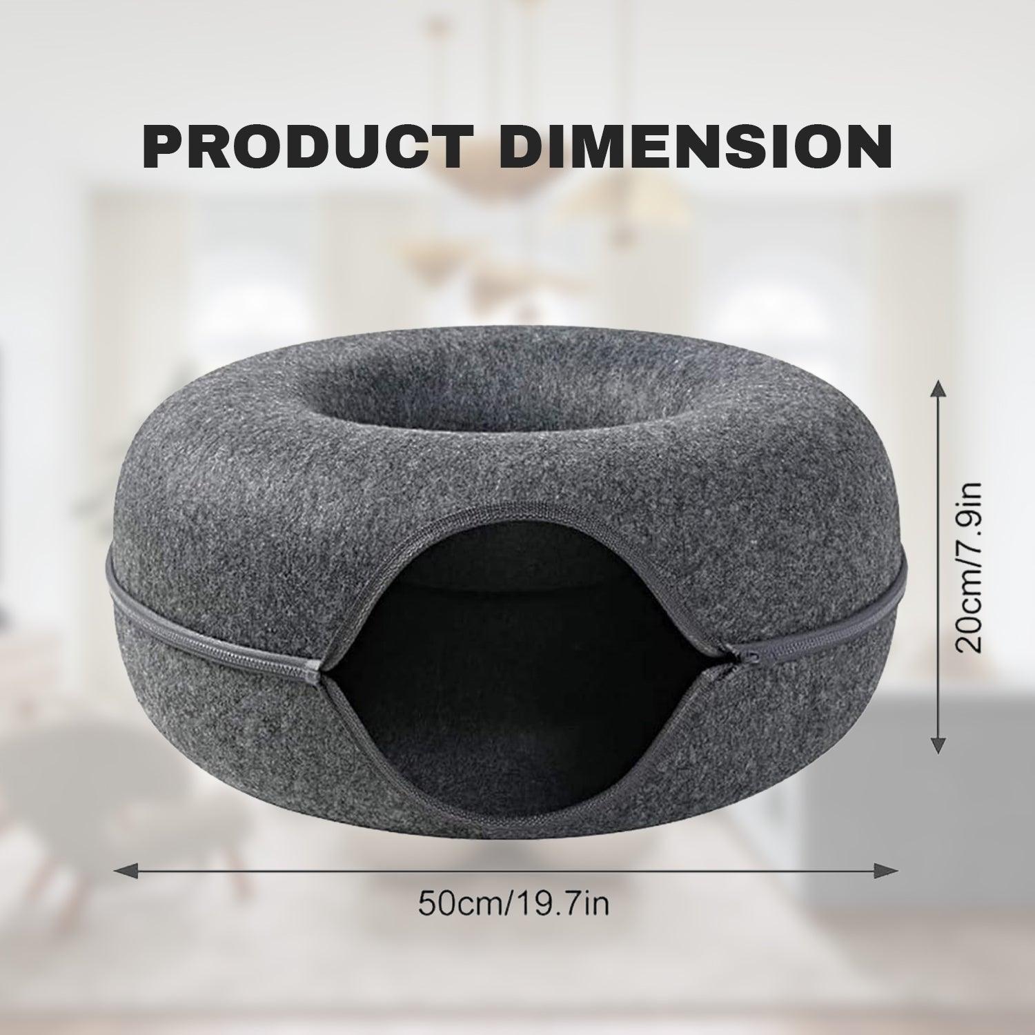 Cat Tunnel Bed - Natural Felt Pet Cat Cave Nest Round House Donut Interactive Toy Pet Products - Tophatter Daily Deals