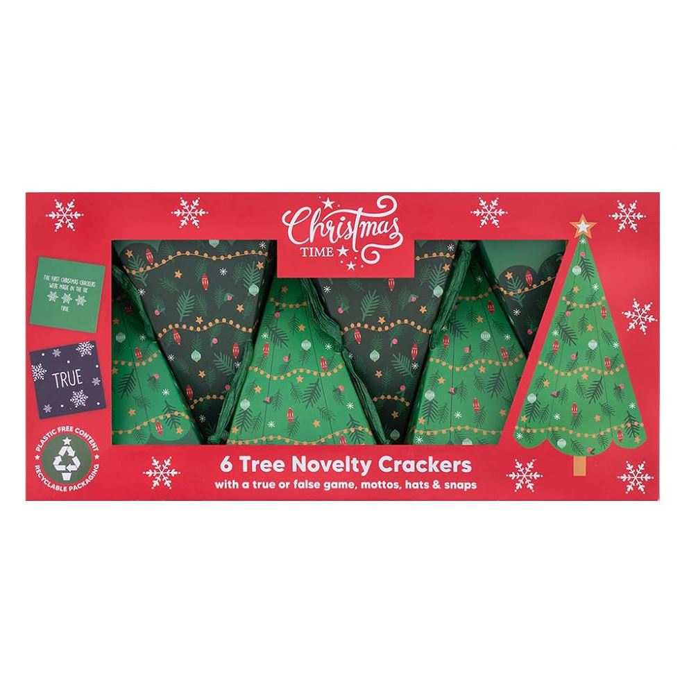 Set of 6 Tree Crackers with True or TRUE Game | Novelty Christmas Crackers Christmas Cracker - Tophatter Daily Deals